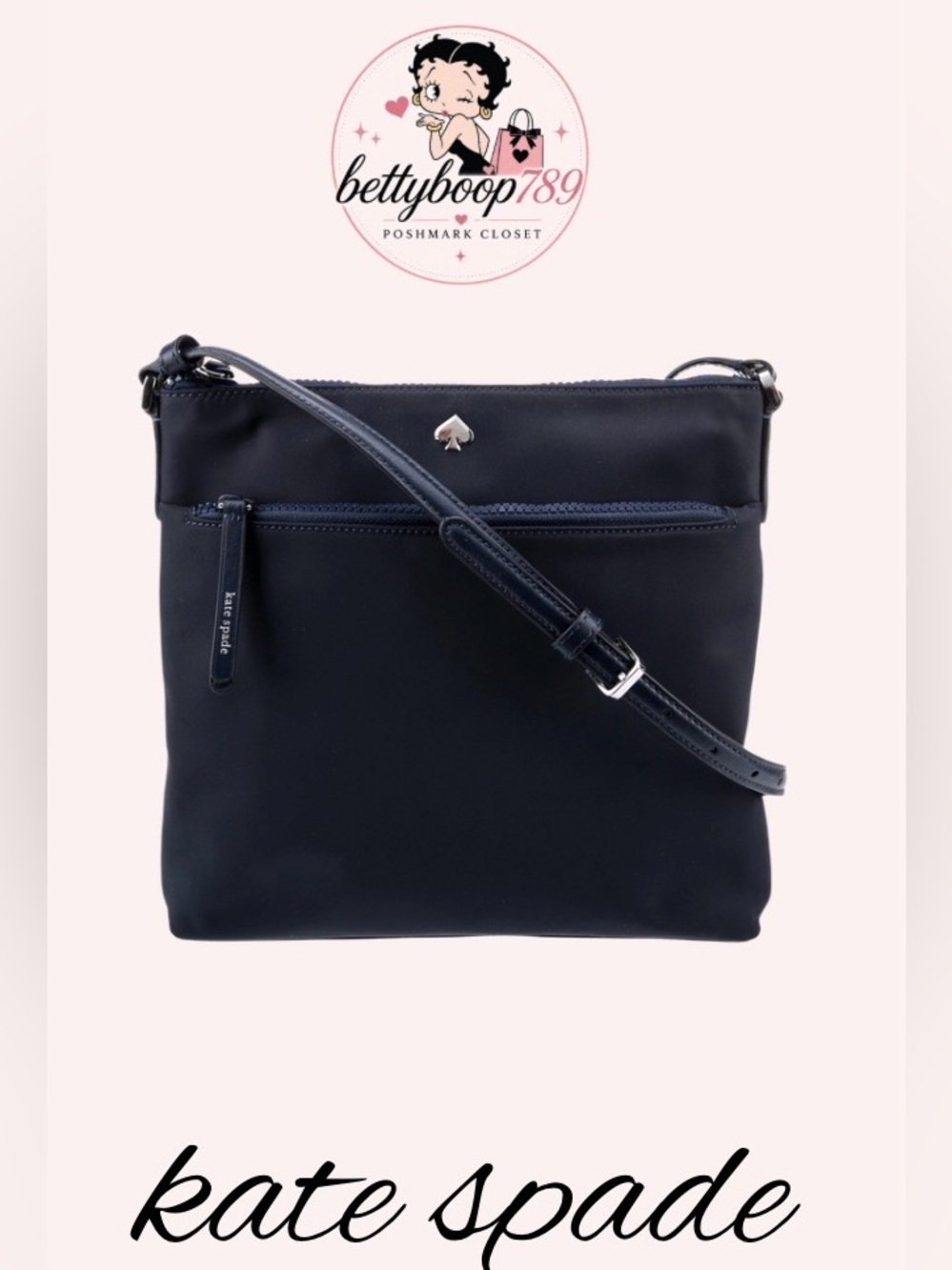 Like New kate spade black crossbody with silver spade accent